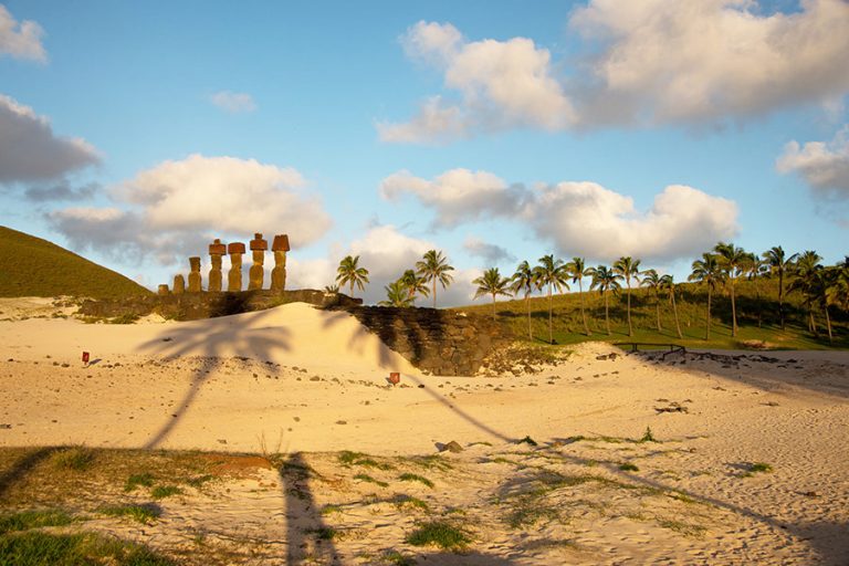 Statues in the sand of Anakena beach