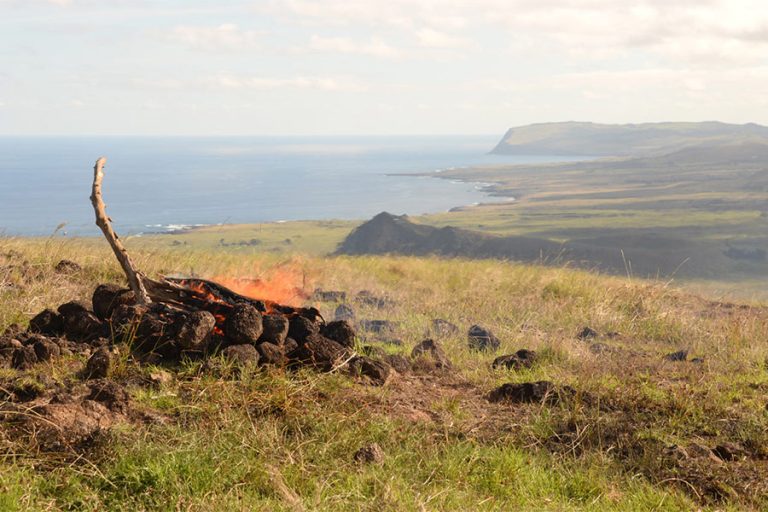 Camp fire with one of the world's best views